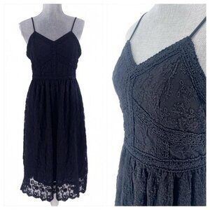 Altar’d State Mesh Floral Crochet Sexy Black Dress
